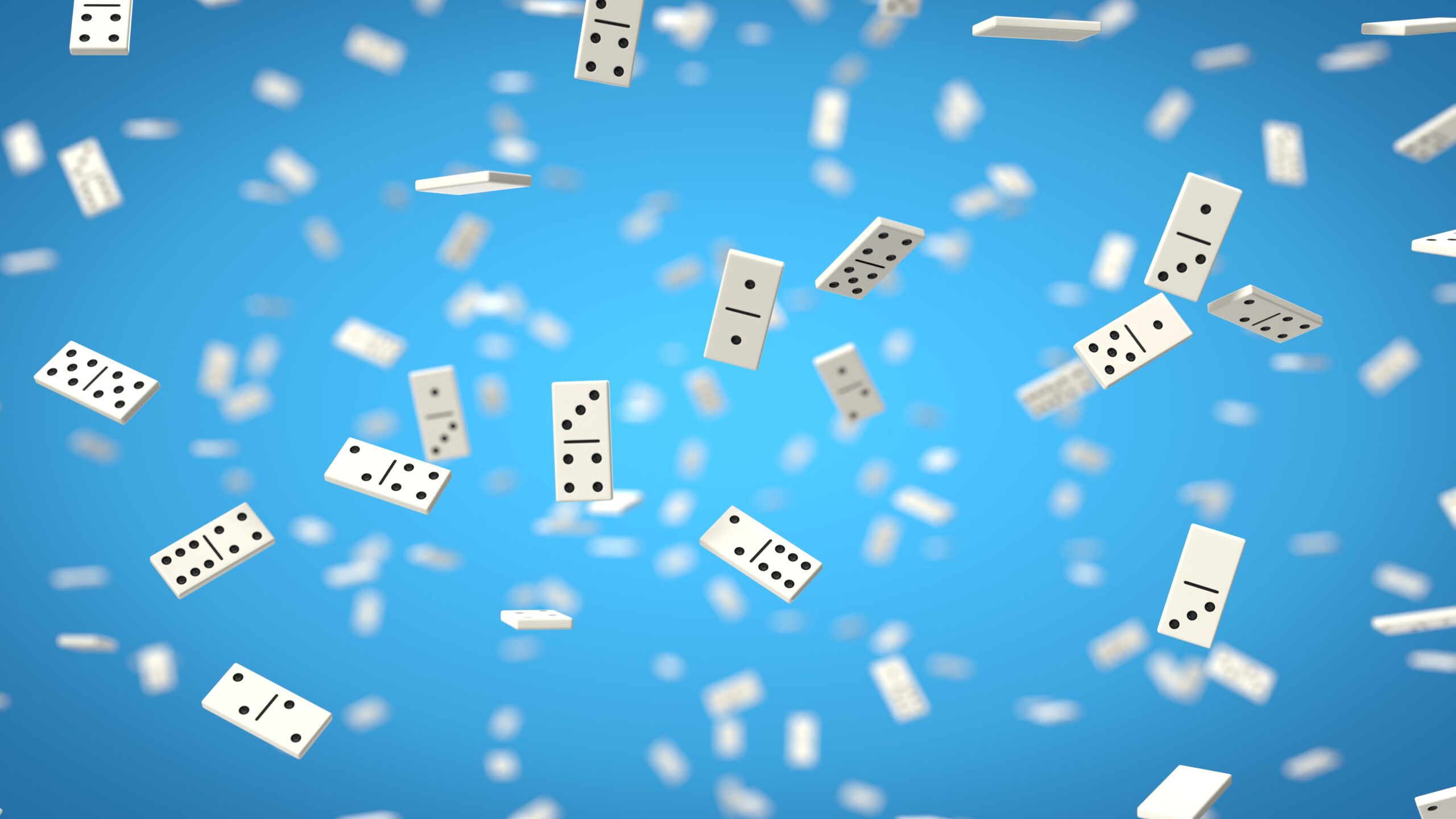 domino chips on blue background. 3d illustration