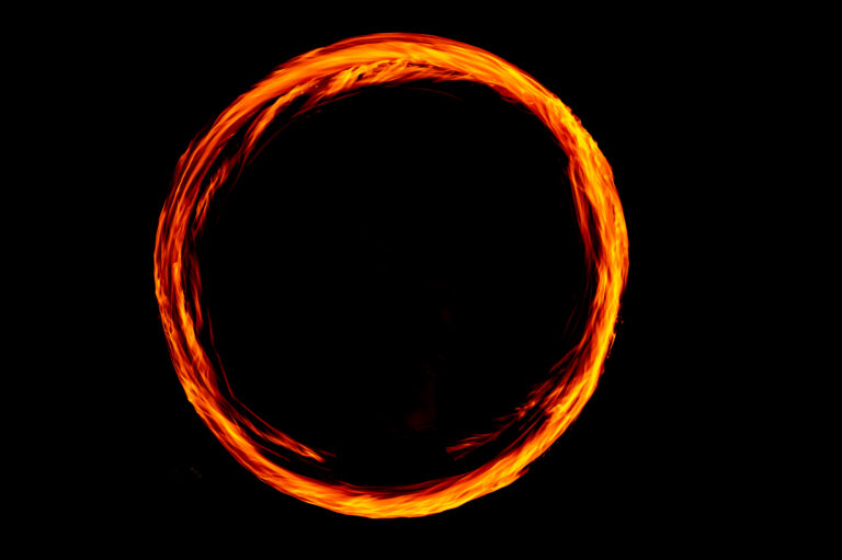 Circle of fire against black background