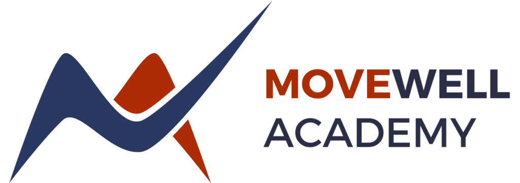 Movewell Academy logo with abstract design.