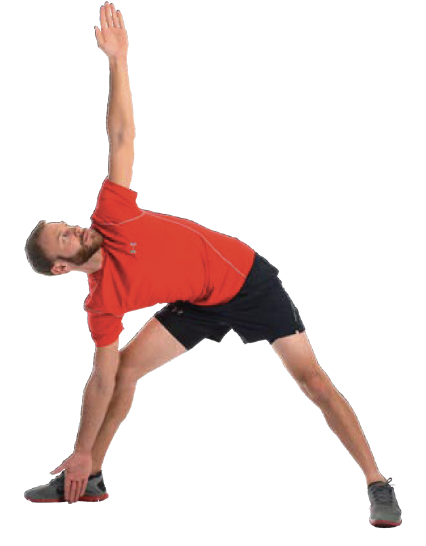 Man performing a triangle yoga pose