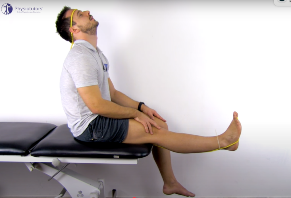 Man demonstrating posture correction exercise on bench.